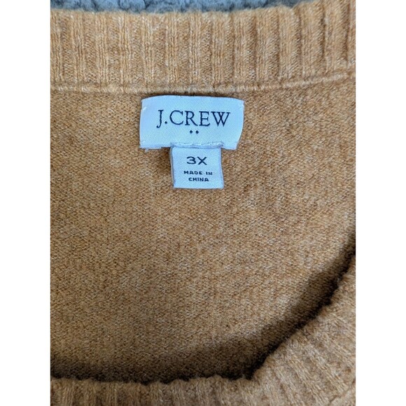 J.CREW Women's Crewneck Pullover Sweater In Extra Soft Yarn Wool Blend Camel 3X - Picture 3 of 11
